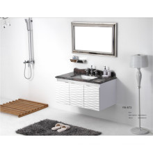 Nueva moda diseño blanco astilla en la pared moderna de acero inoxidable baño vanidad (yb-873)